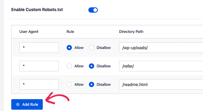 Add robots file rules