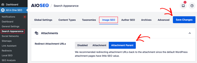 All in One SEO search appearance media setting