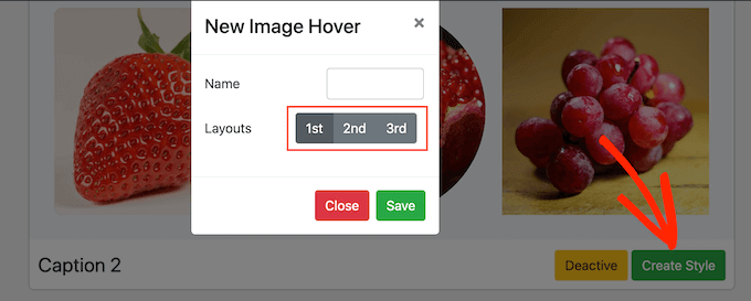 Choosing a style template for an image hover effect in WordPress