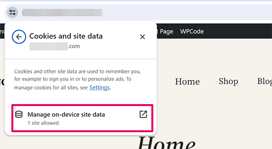 Managing on-device site data in Google Chrome