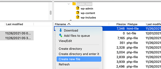 Create new robots file