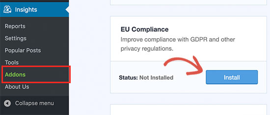 Componente aggiuntivo di conformità UE per MonsterInsights