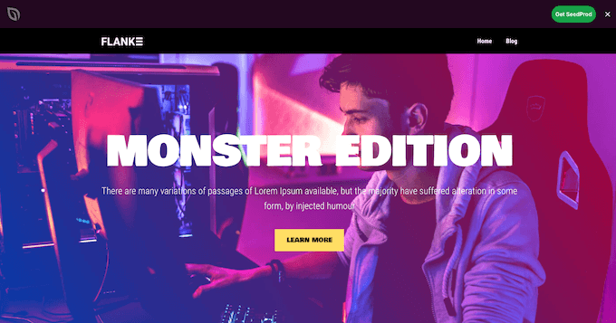 Un exemplu de șablon de jocuri, oferit de constructorul de pagini SeedProd