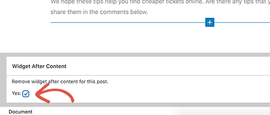 Hide after post widget
