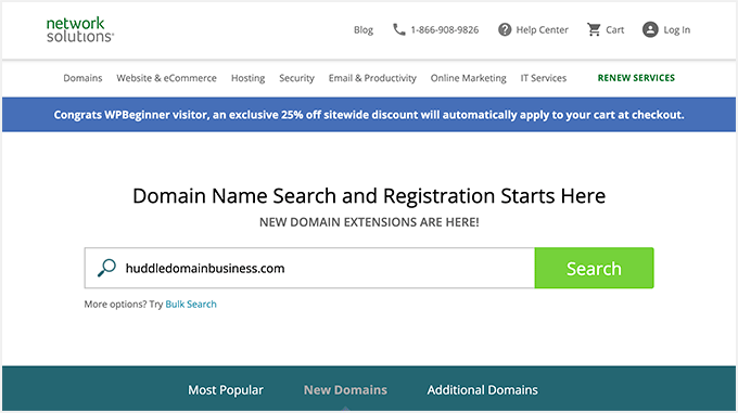 Network Solutions Domain Search
