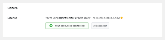 OptinMonster account connected