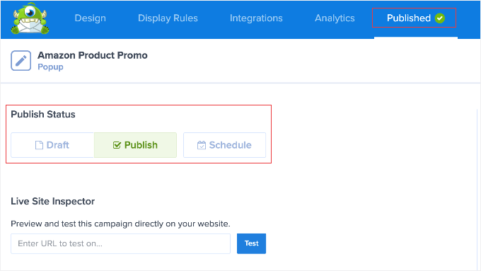 optinmonster-stato-pubblicazione Modifica dello Stato di OptinMonster su Pubblica