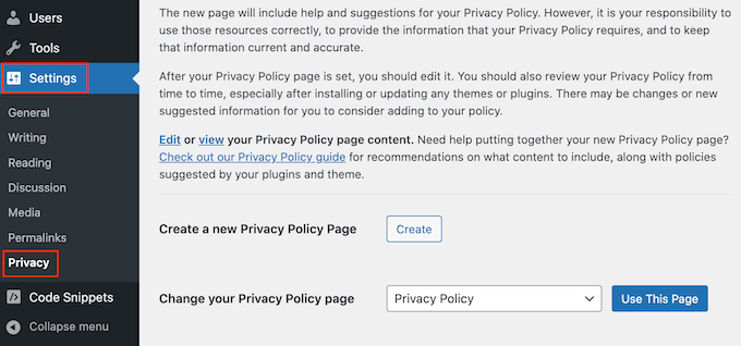 Adding a privacy policy to your WordPress website