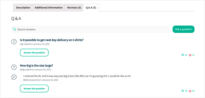 Q&A section in Customer Reviews for WooCommerce Q&A section in Customer Reviews for WooCommerce