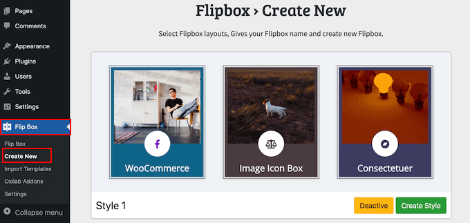 How to choose a flipbox image hover style