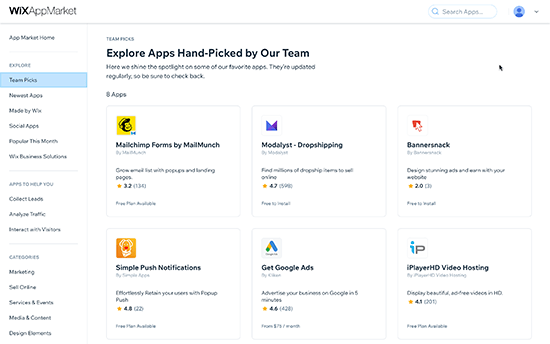 Wix App Marketplace