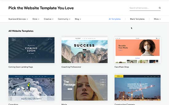 Wix website templates