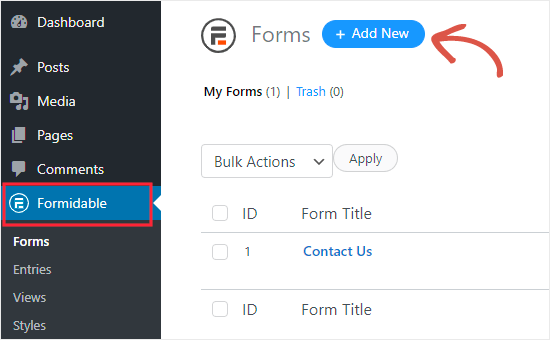 Create new BMI calculator form