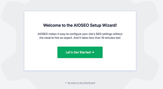 All in One SEO set up wizard