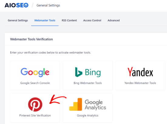 Aioseo Webmaster Tools