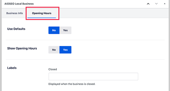 Business Hours Locationwise