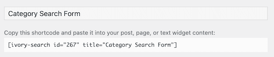 Copy category search shortcode