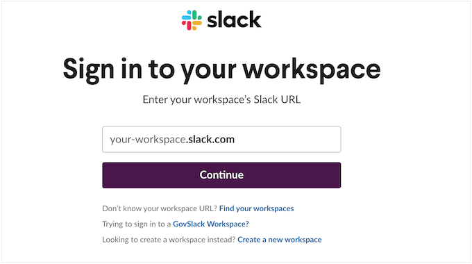 选择 Slack 工作区