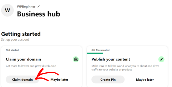 Claim Domain In Pinterest