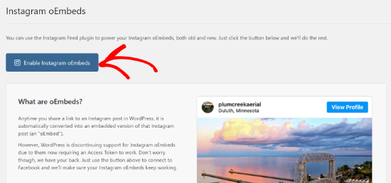 Enable Instagram oEmbeds button
