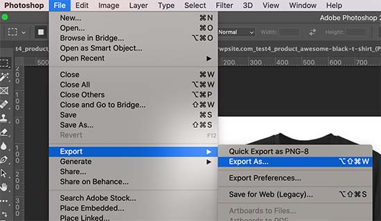 Esporta per il Web in Adobe Photoshop