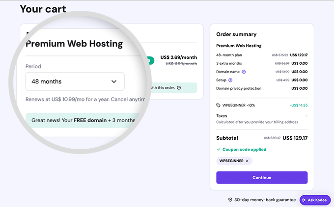 Strona płatności Hostinger