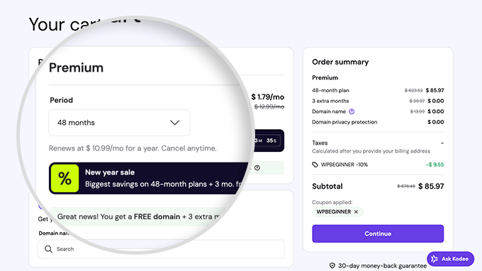 Hostinger checkout page Hostinger checkout page