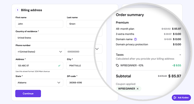Hostinger Billing information and order summary Hostinger Billing information and order summary