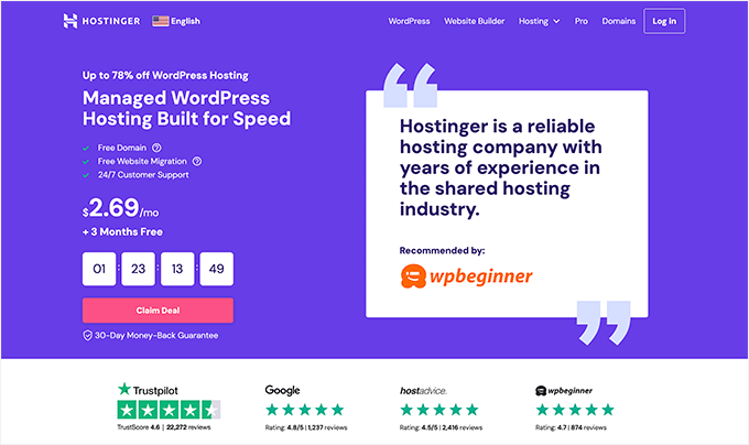 Hostinger website