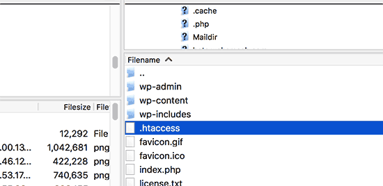 Modifica del file .htaccess tramite FTP