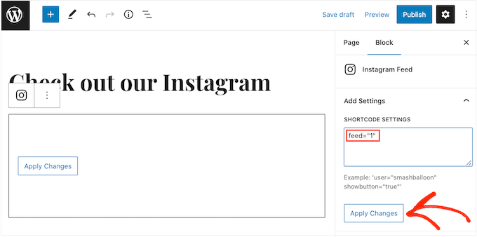 Adding an Instagram feed code to WordPress