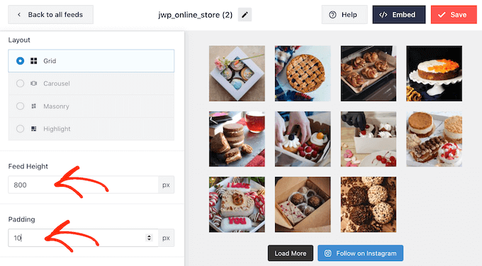 Changing the layout of an Instagram feed in WordPress