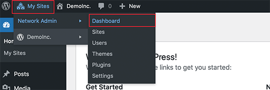 Network admin dashboard