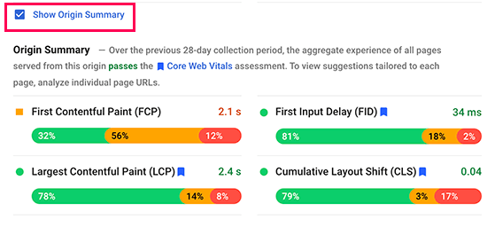 Origin Summary Score