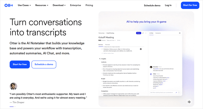 Servicii de transcriere Otter AI