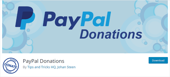 The PayPal Donations plugin on the WordPress site
