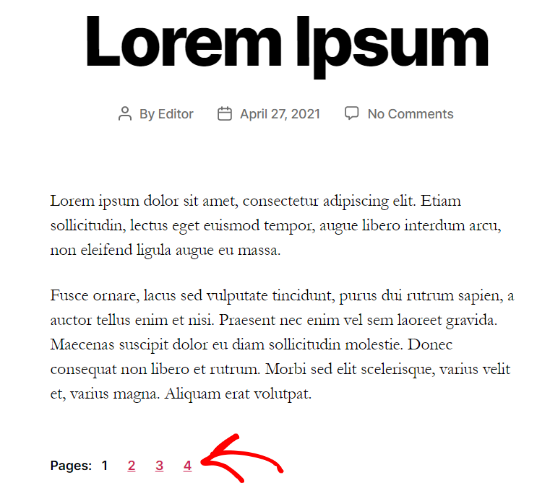 Ejemplo de paginación de publicaciones