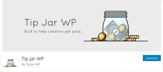 El complemento Tip Jar WP en el sitio web de WordPress