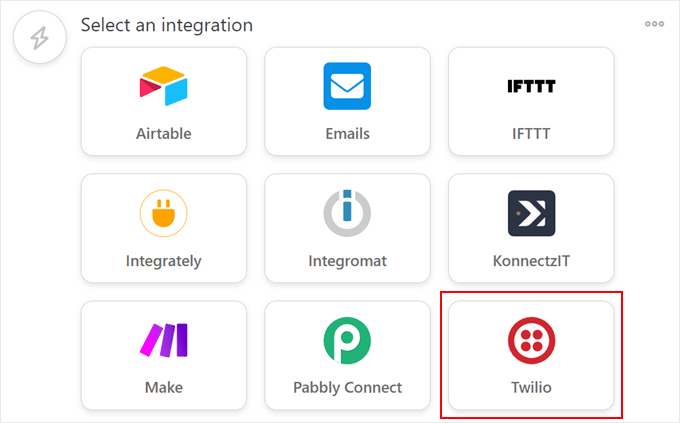 Select Twilio integration