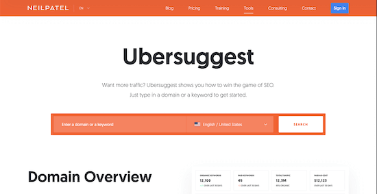 Ubersuggest Website Traffic Tool