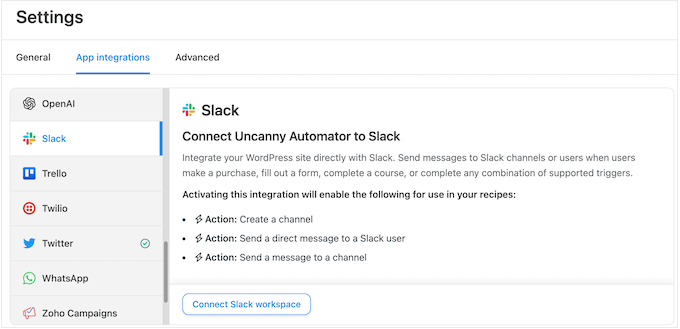 将 Uncanny Automator 连接到 Slack