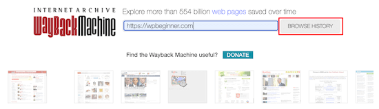 Wayback Machine browse site history