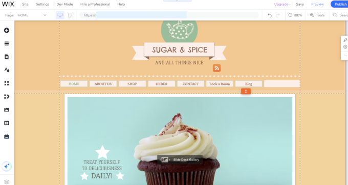 Editarea unui site în Wix