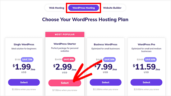 WordPress Hosting plan