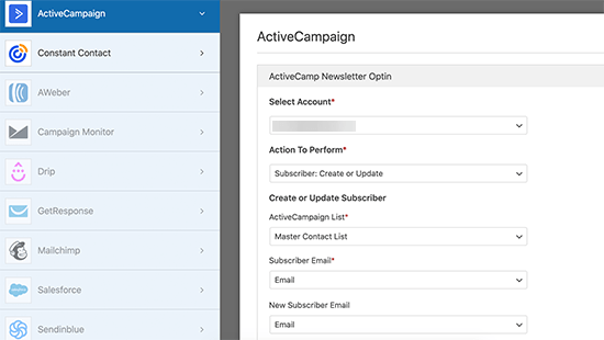 Map form fields to your email list