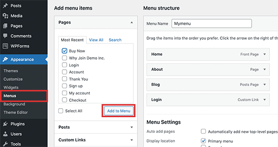 Add a link to WordPress menu