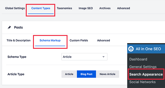 Default schema settings