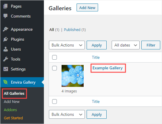 Editing a gallery you've already created in Envira Gallery