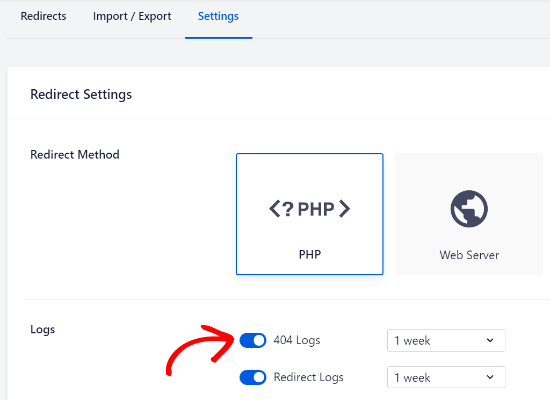 404 log را فعال کنید