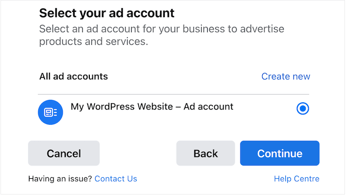 Adding a Facebook advertisement account to WooCommerce
